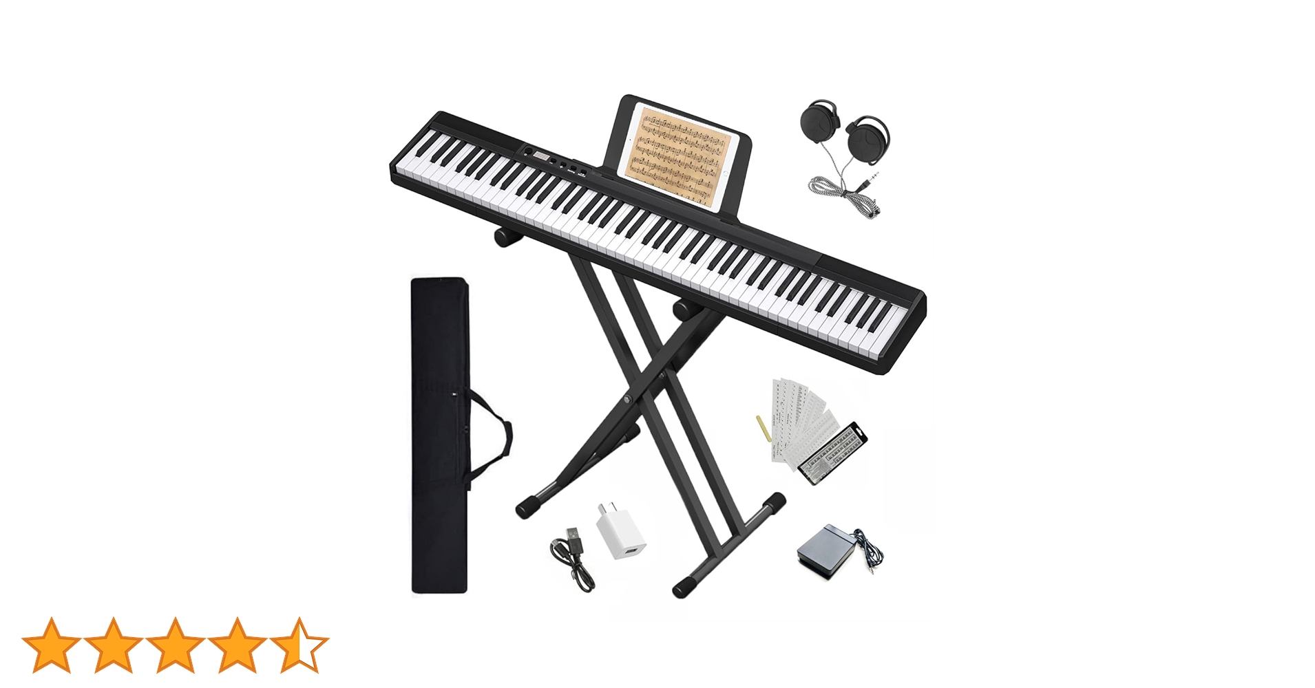 電子ピアノ 88鍵盤スタンド付き 軽量 ポータブル 持ち運び スリム　ペダル付 Amazon | KIMFBAY 電子ピアノ 88鍵盤スタンド付き 軽量